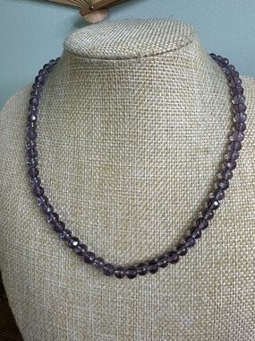 Faceted Purple Beaded Necklace - Elegant Women's Jewelry